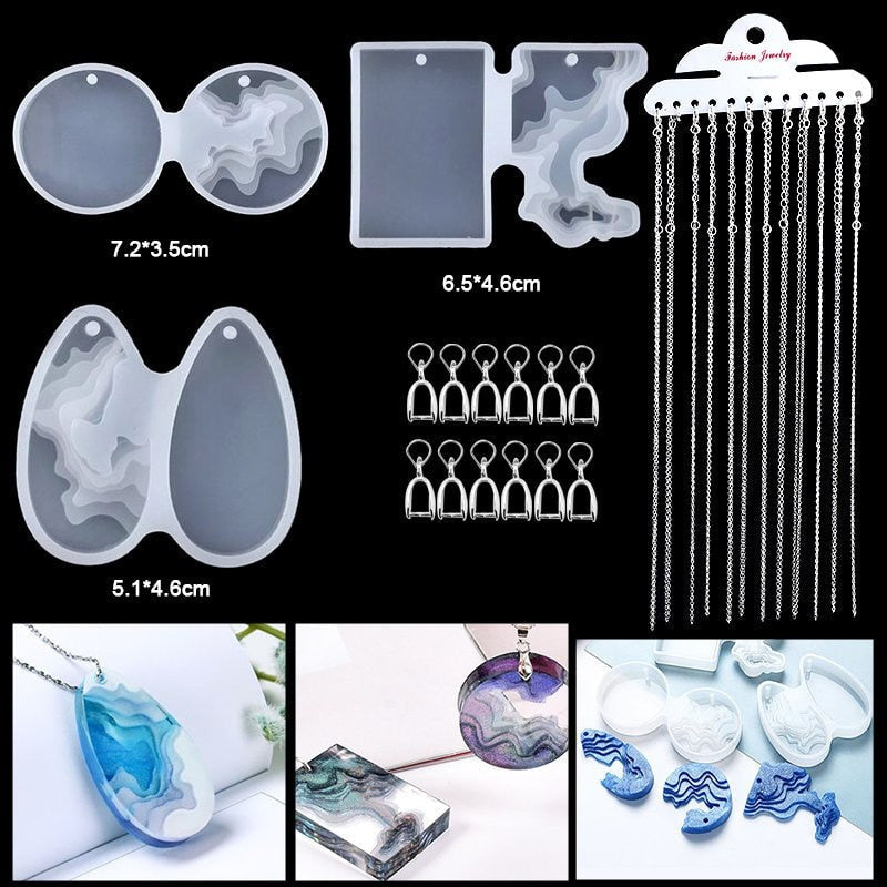 Epoxy Resin Casting Silicone Mould Starter Kit - Layered Necklace Pendant Pack Resin Mould