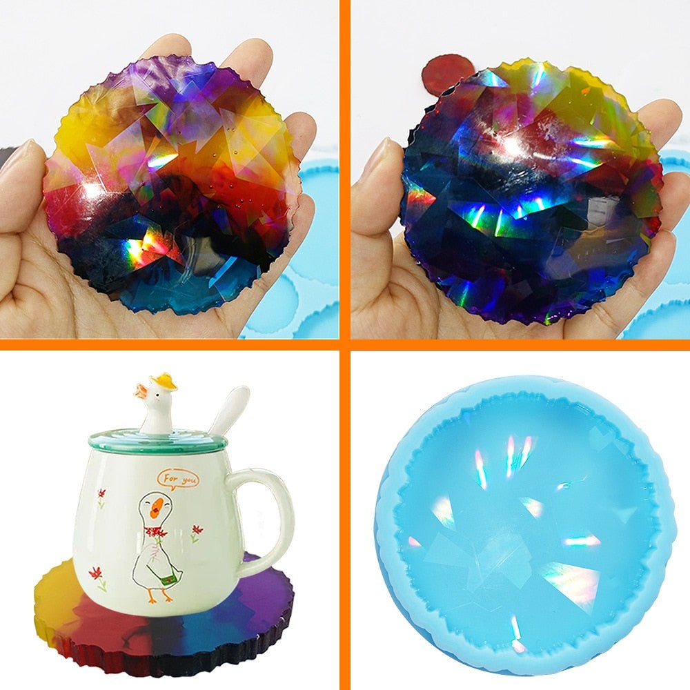 Epoxy Resin Holographic Coaster Silicone Mould 