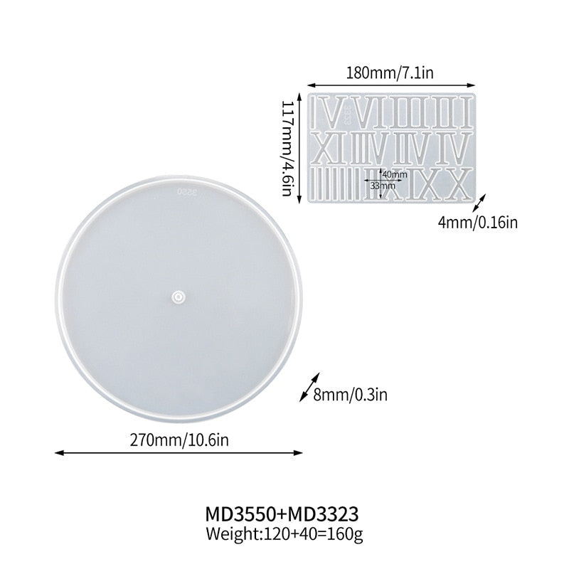 Epoxy Resin Round Clock Silicone Moulds