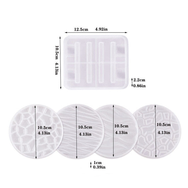 Epoxy Resin Round Coasters Storage Tray Silicone Moulds 