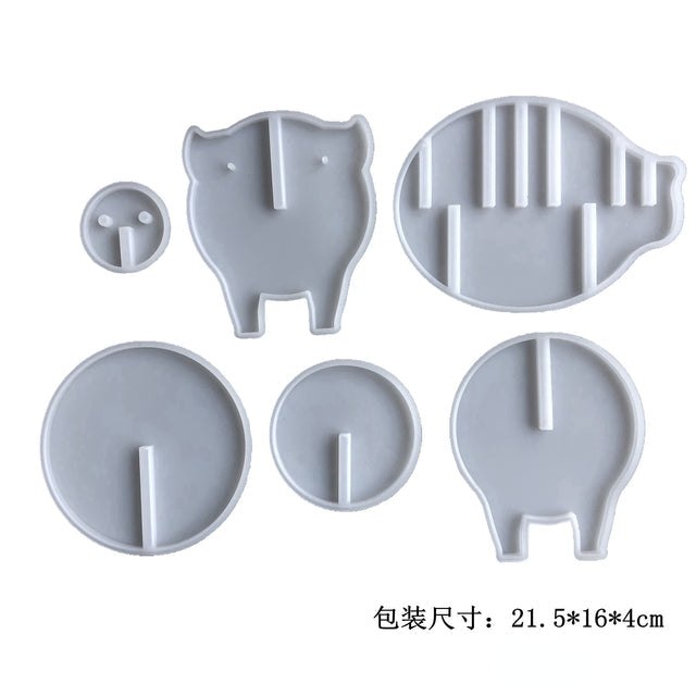 Epoxy Resin Silicone Mould Pig Coaster Set 