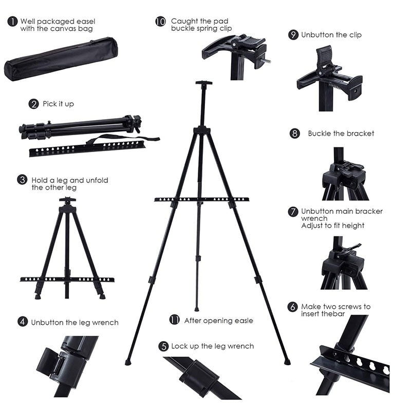 Foldable Adjustable Metal Easel Stand Paint