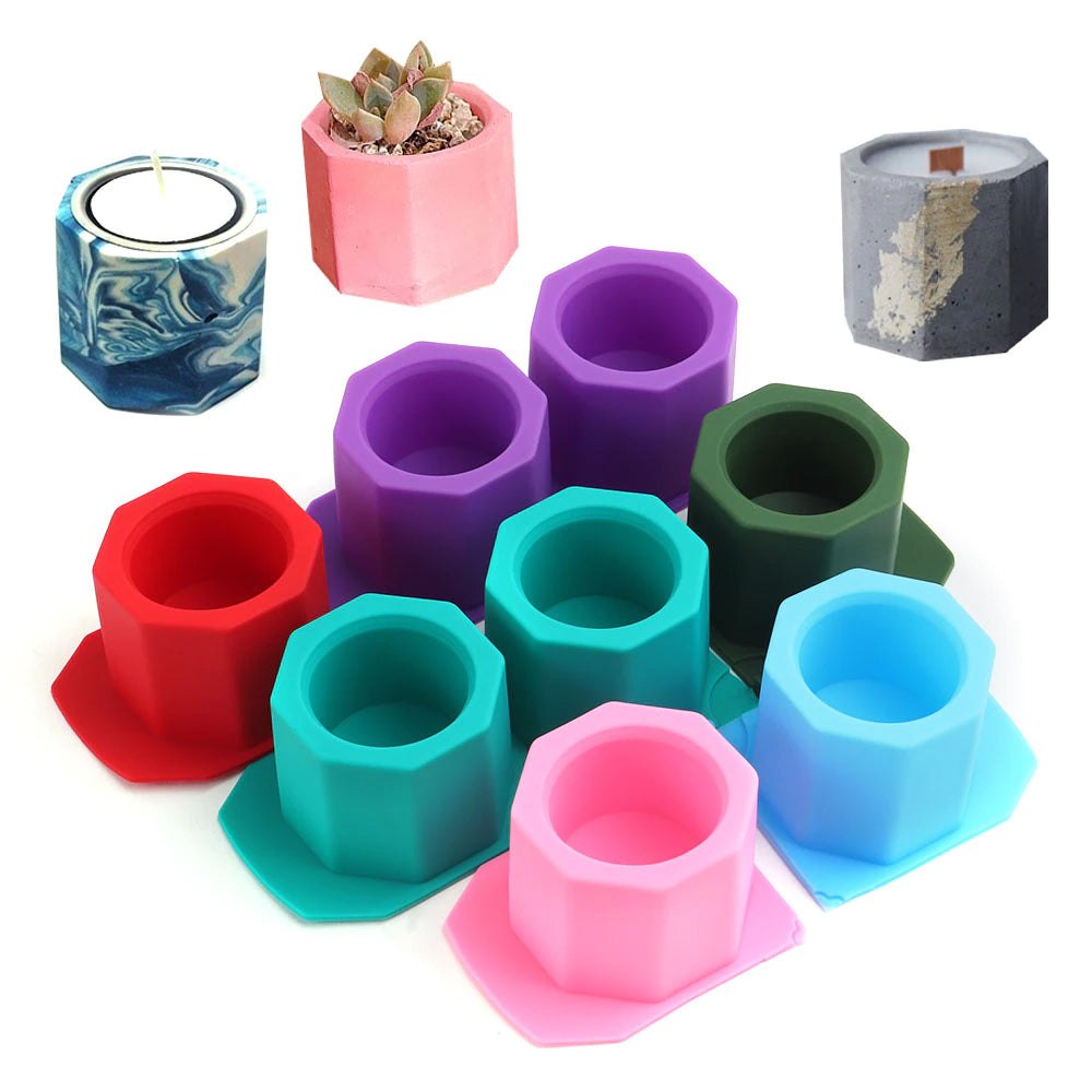 Geometric Octagonal Silicone Flowerpot Mould Resin Moulds