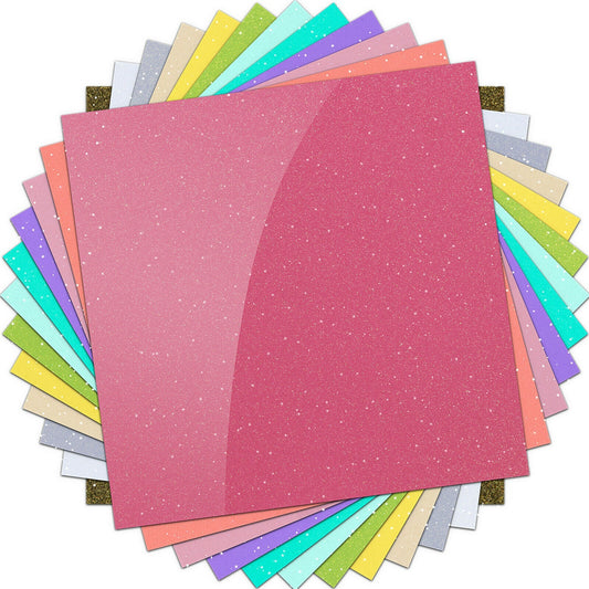 Glitter Self Adhesive Vinyl Sheets Pack - 12pcs 12X12 Inch 