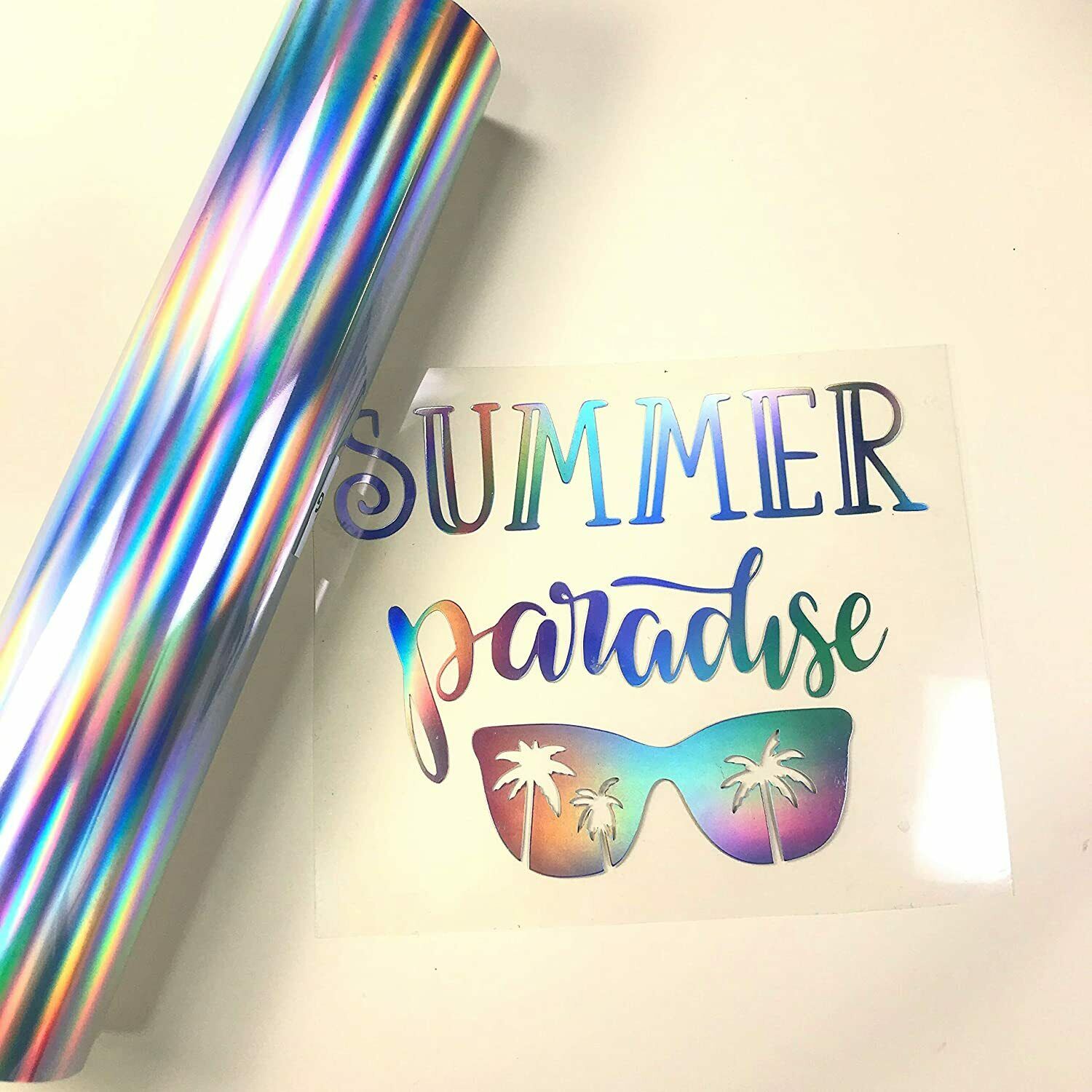 HTVRONT 30x150cm Gradient Holographic Metallic Heat Transfer Vinyl Roll