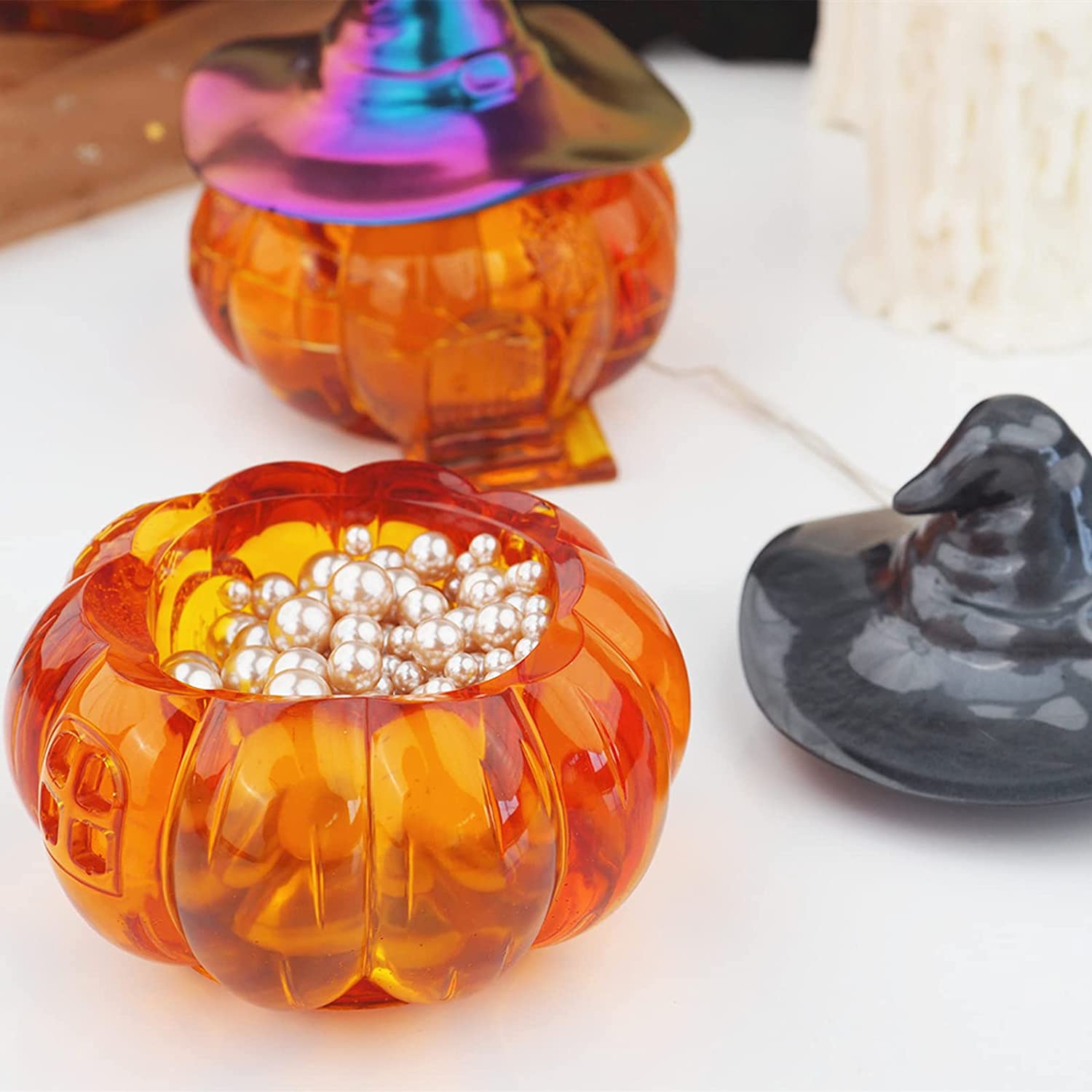 Halloween Pumpkin Trinket Box Silicone Resin Mould 