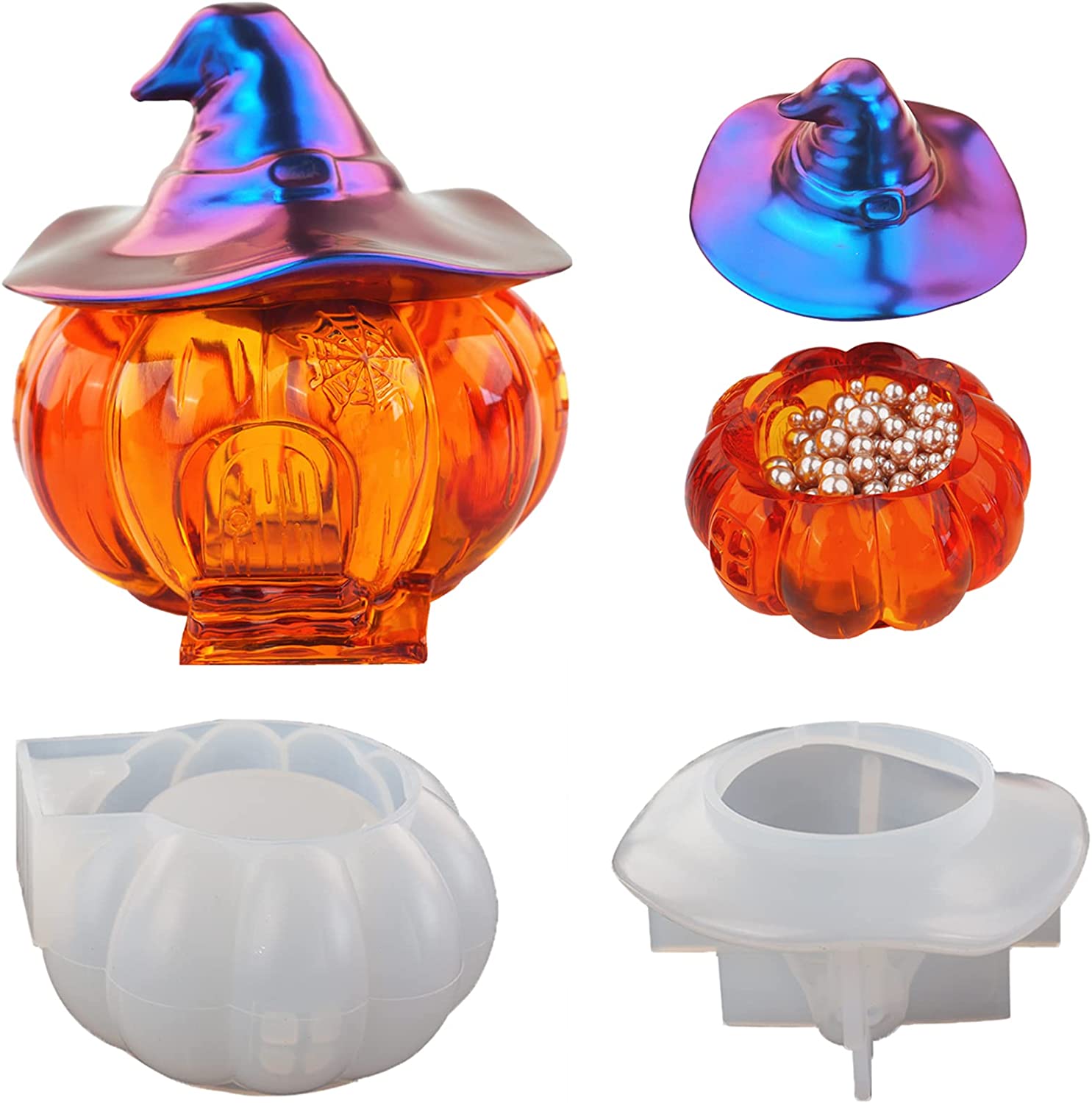 Halloween Pumpkin Trinket Box Silicone Resin Mould 