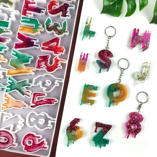 Halloween Style Alphabet Keychain Silicone Moulds Resin Mould