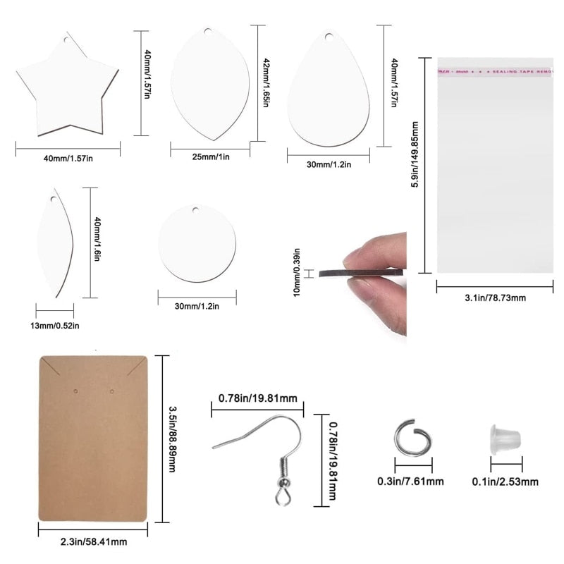 Heat Transfer Blank Earring Sublimation Starter Kit Blanks