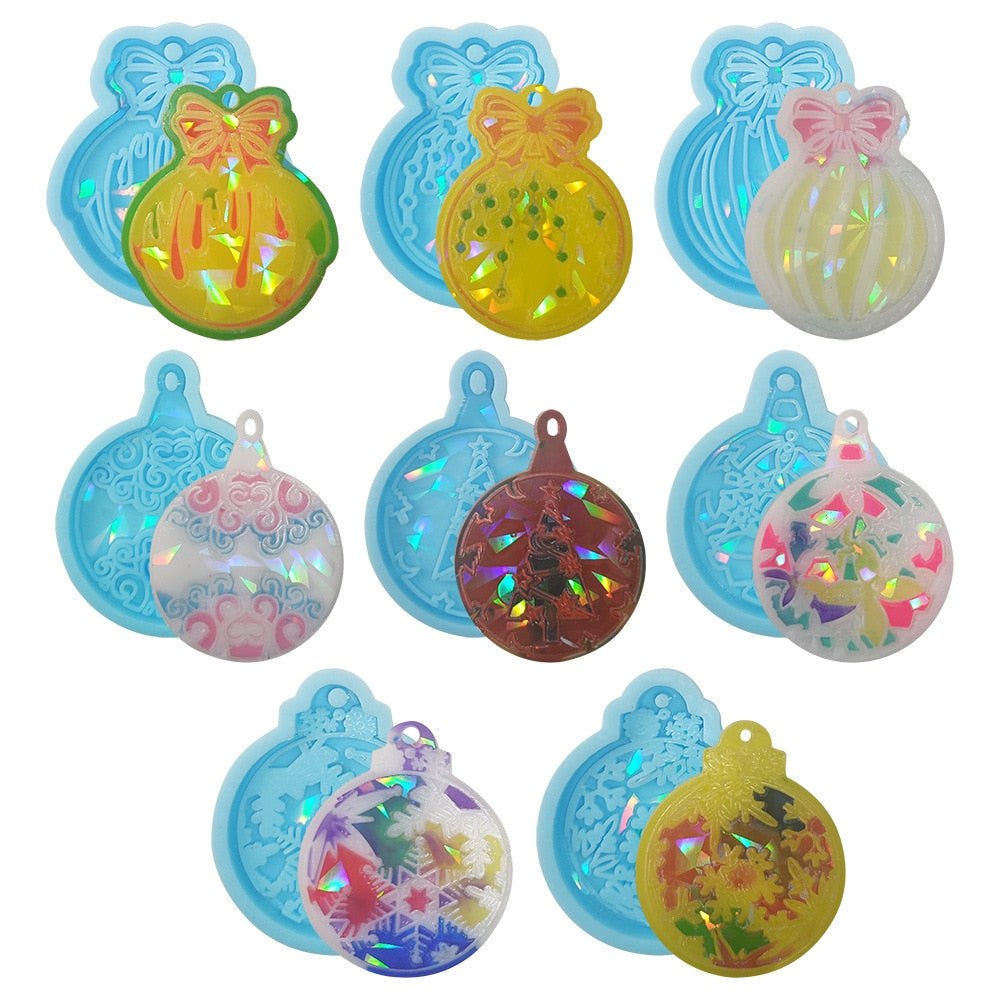 Holographic Christmas Tree Ornament Bauble Silicone Mould Resin Mould