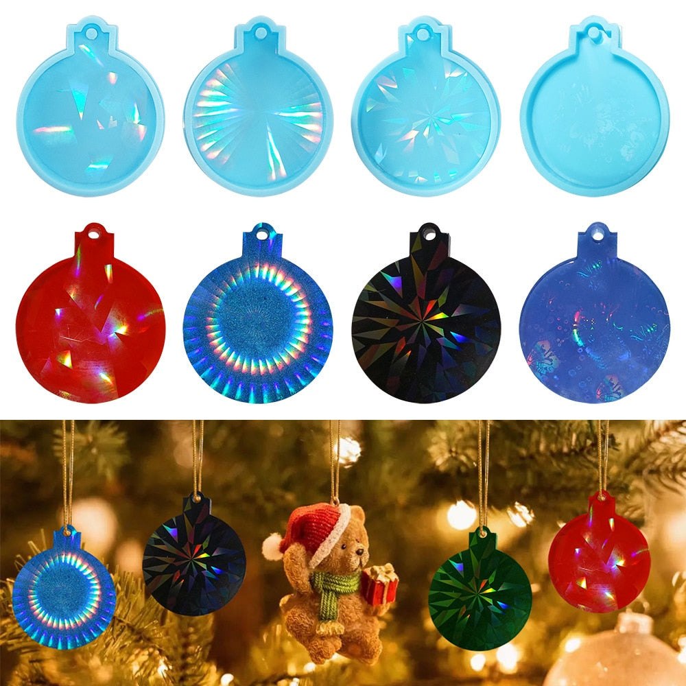 Holographic Christmas Tree Ornament Bauble Silicone Mould Resin Mould