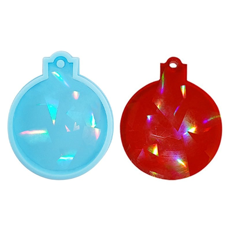 Holographic Christmas Tree Ornament Bauble Silicone Mould Resin Mould