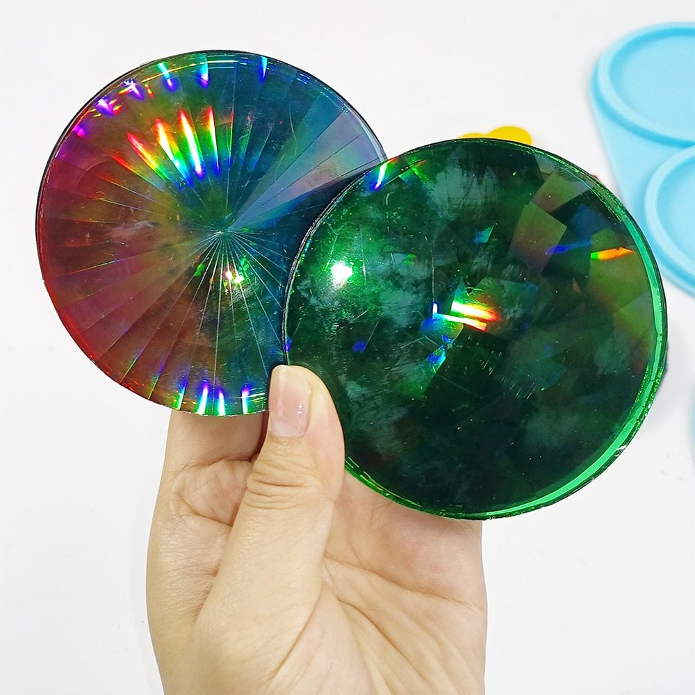 Holographic Circle Coaster Resin Silicone Mould 