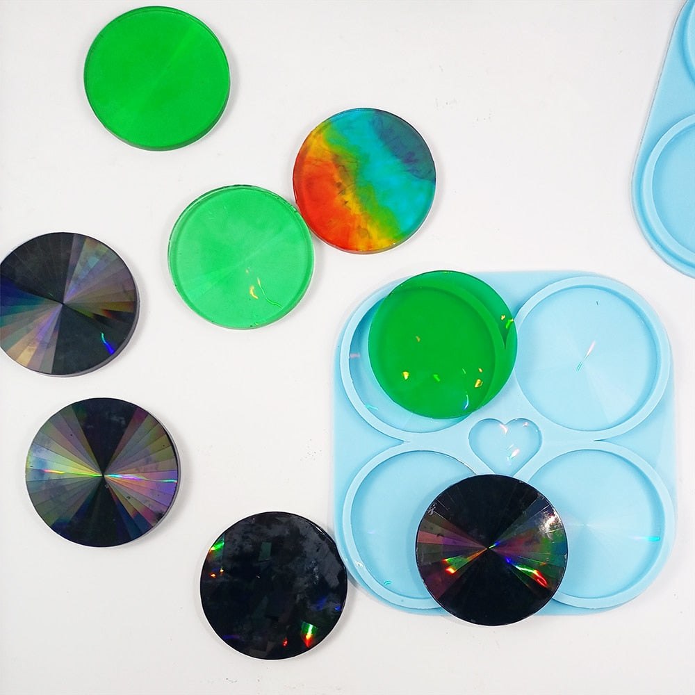 Holographic Circle Coaster Resin Silicone Mould 