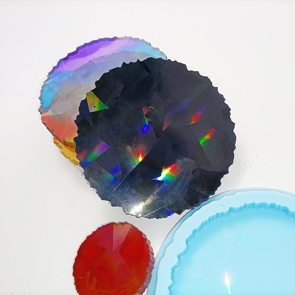 Holographic Raw Edge Coaster Resin Silicone Mould 