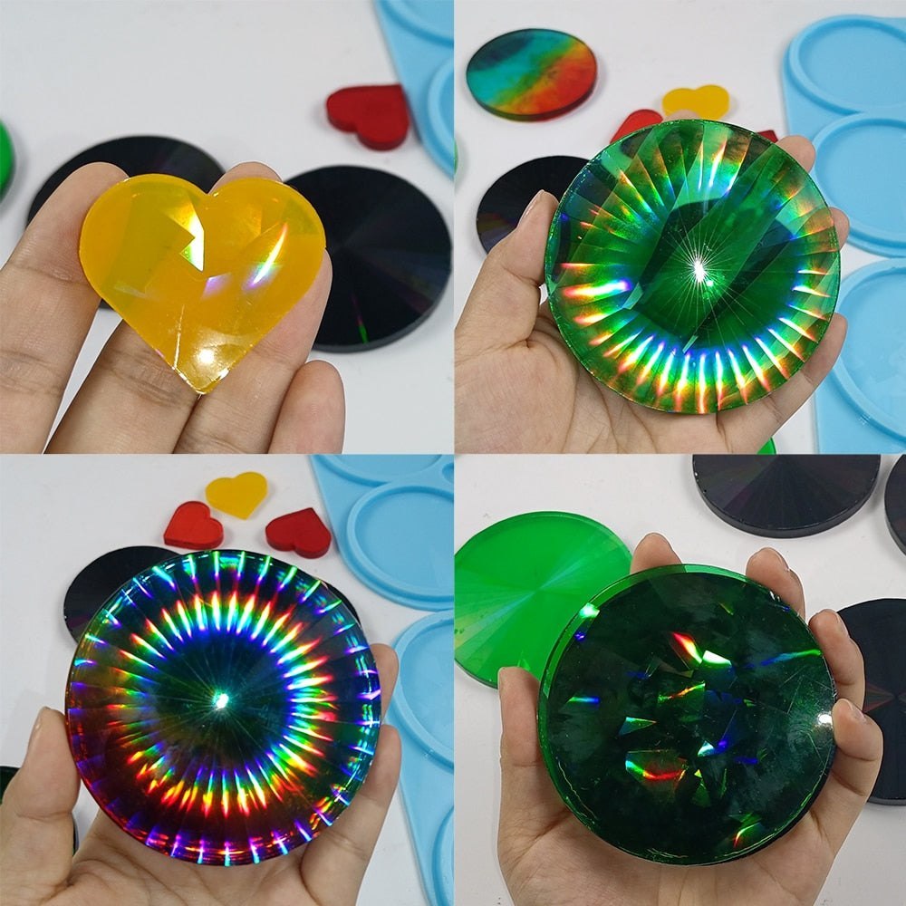 Holographic Raw Edge Coaster Resin Silicone Mould 