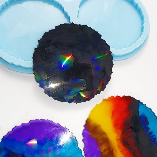 Holographic Raw Edge Coaster Resin Silicone Mould 