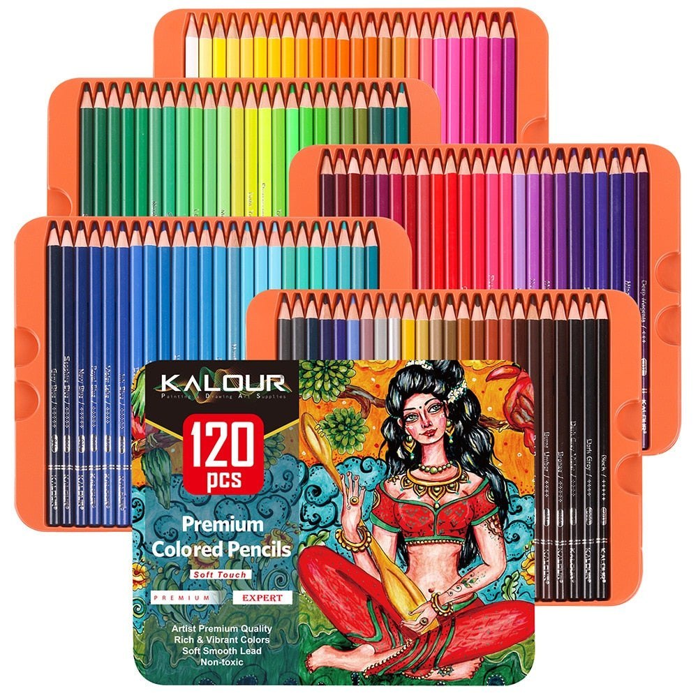 KALOUR Professional Drawing 120 Coloured Pencil Set Colouring