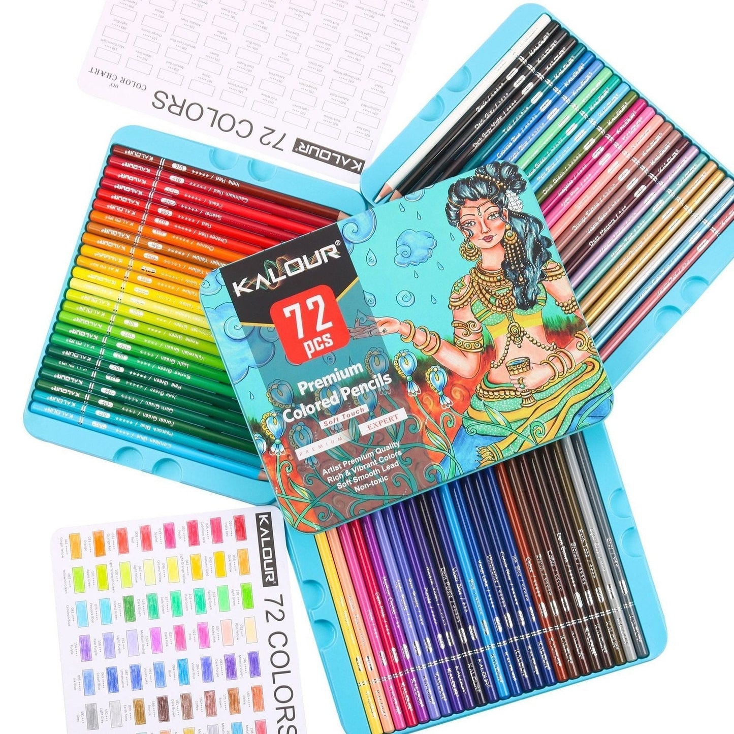 KALOUR Professional Drawing 72 Coloured Pencil Set Colouring