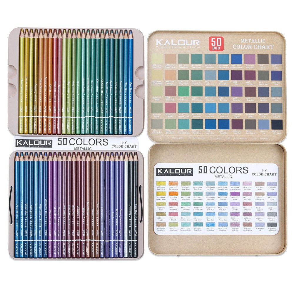 Kalour Metallic Colour Pencil 50pcs Set Colouring