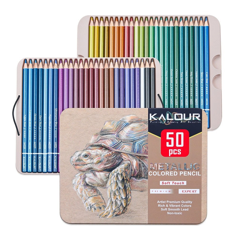 Kalour Metallic Colour Pencil 50pcs Set Colouring