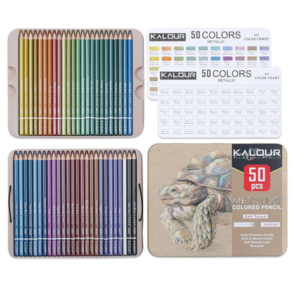 Kalour Metallic Colour Pencil 50pcs Set Colouring