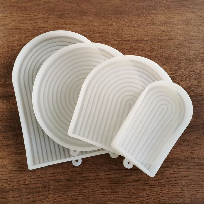 U Shape Arch Silicone Mold for Concrete Coaster Wave Rainbow Mould Curved Surface Art Decoration Resin Tray Casting Molds 0