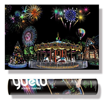 Large DIY Scratch Art Painting Kit 75*52 CM - Amusement Park Scratch Art Kit