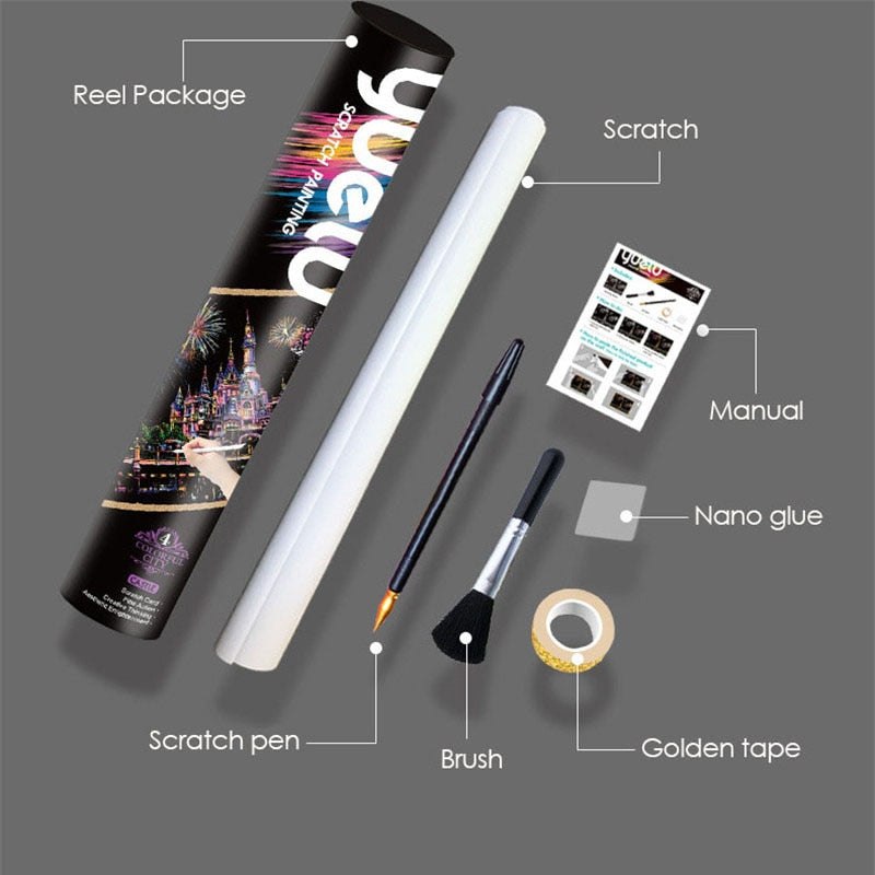 Large DIY Scratch Art Painting Kit 75*52 CM - Amusement Park Scratch Art Kit