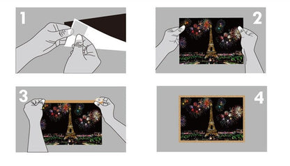Large DIY Scratch Art Painting Kit 75*52 CM - Paris Eiffel Tower Scratch Art Kit