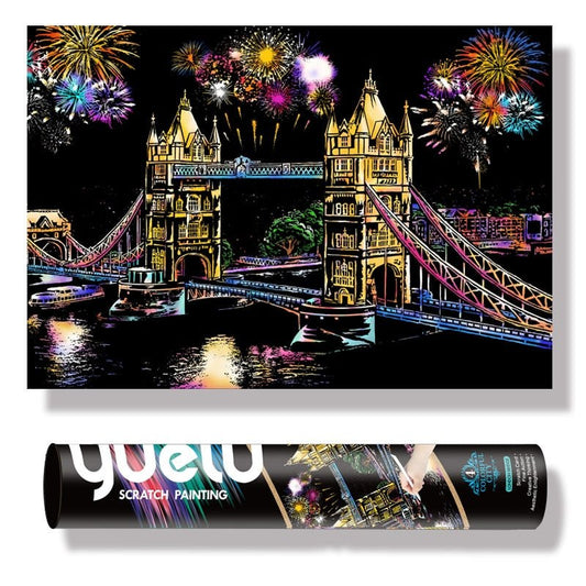 Large DIY Scratch Art Painting Kit 75*52 CM - Tower Bridge Scratch Art Kit