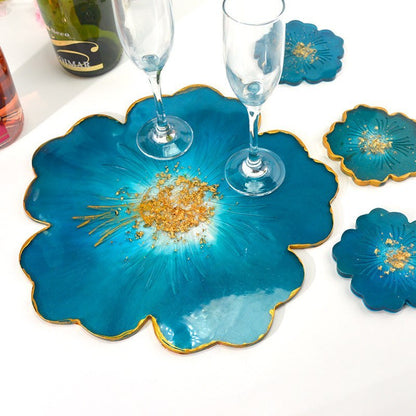 Large Flower Tray & Coaster Silicone Mould Set Resin