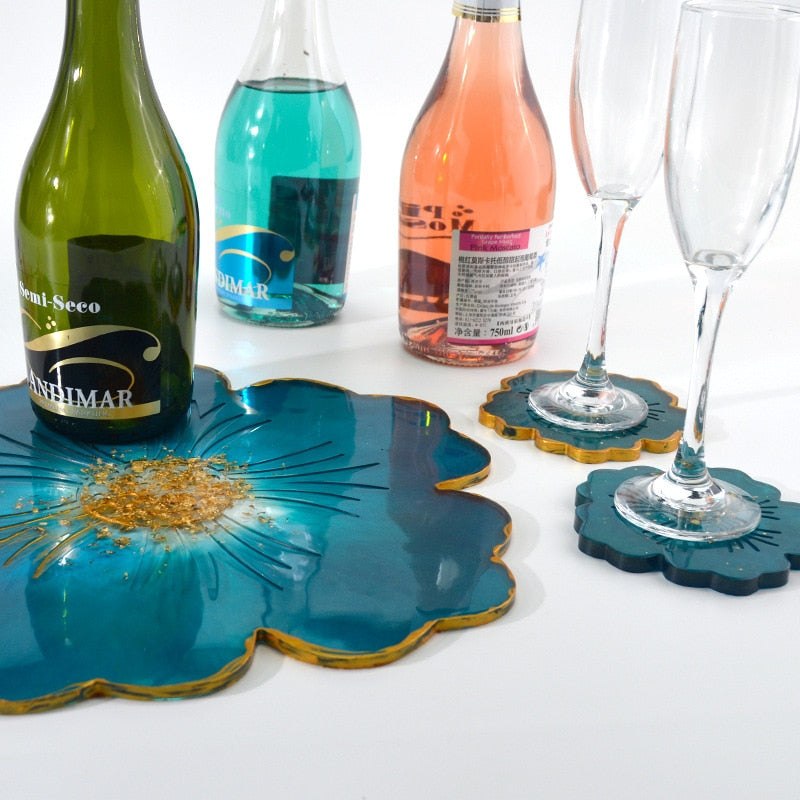 Large Flower Tray & Coaster Silicone Mould Set Resin