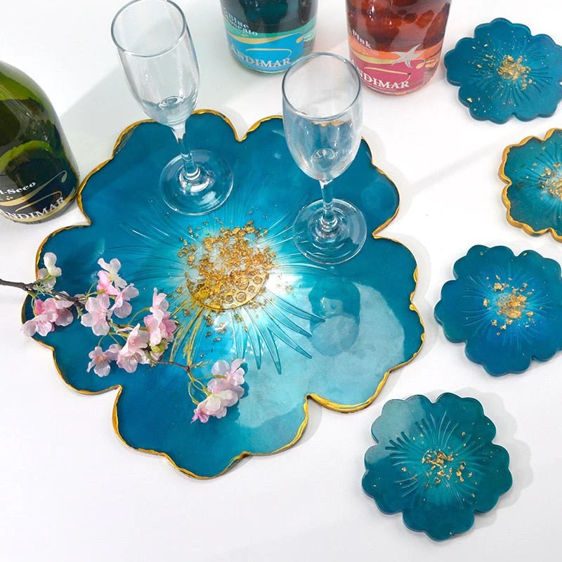 Large Flower Tray & Coaster Silicone Mould Set Resin