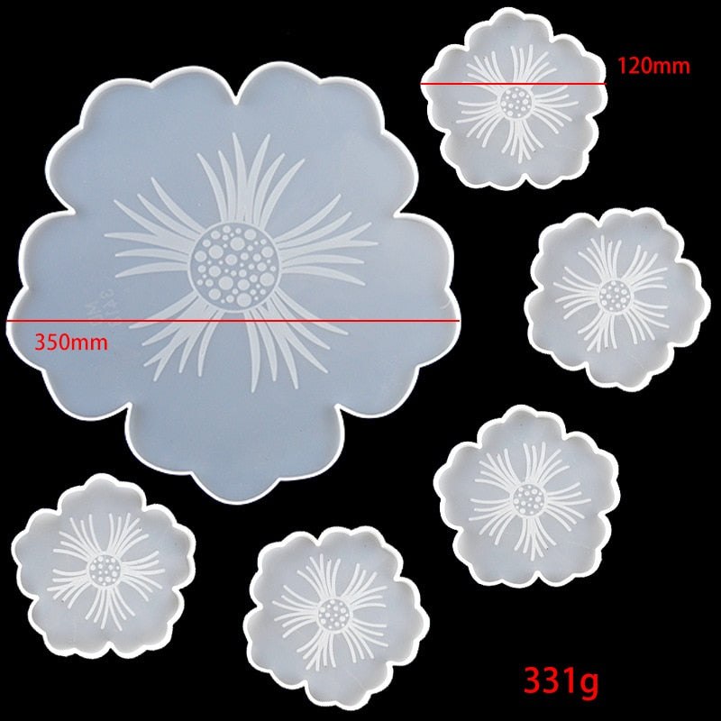 Large Flower Tray & Coaster Silicone Mould Set Resin