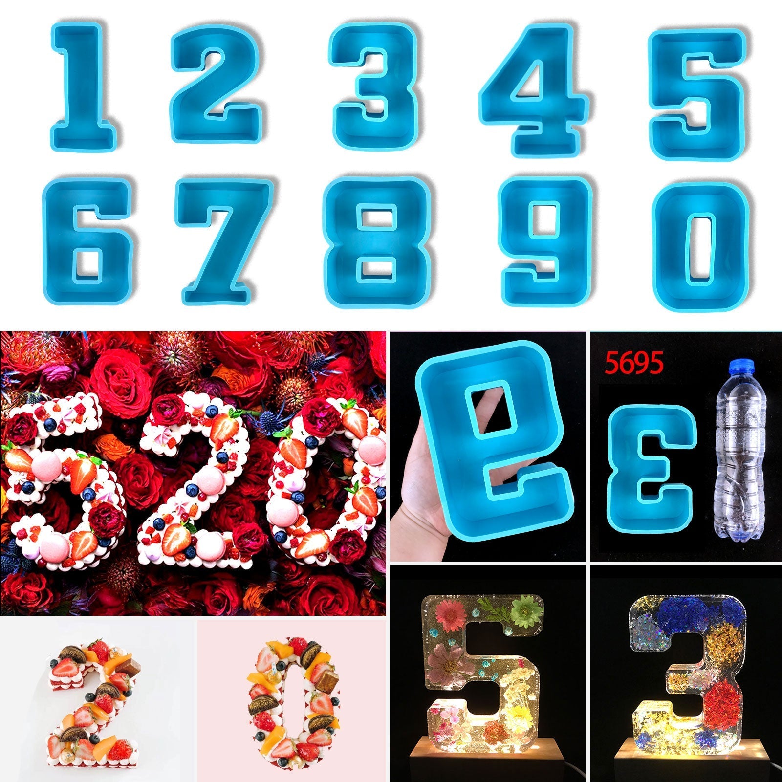 Large Letter & Number Silicone Moulds Resin Mould