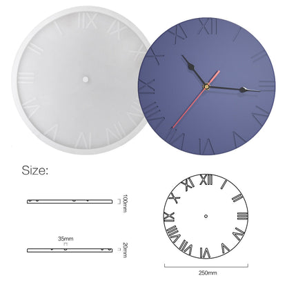Large Resin Silicone Clock Mould Kit - Roman Numerals 
