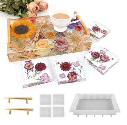 Large Serving Tray and Coaster Epoxy Resin Silicone Mould Kit 