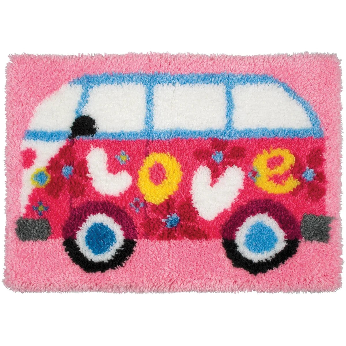 Latch Hook Kit - Rug Making Kit 60's Pink Love Combi 52x38cm Latch Hook Rug Kit