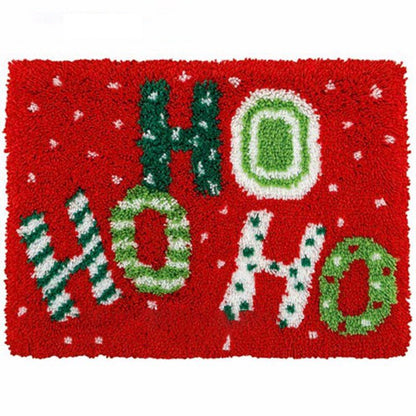 Latch Hook Kit - Rug Making Kit Christmas HO HO HO 52x38cm Latch Hook Rug Kit