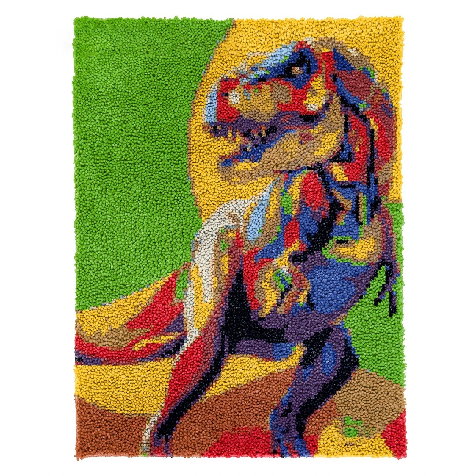 Latch Hook Kit - Rug Making Kit Colourful T-Rex Dinosaur 61x82cm Latch Hook Rug Kit