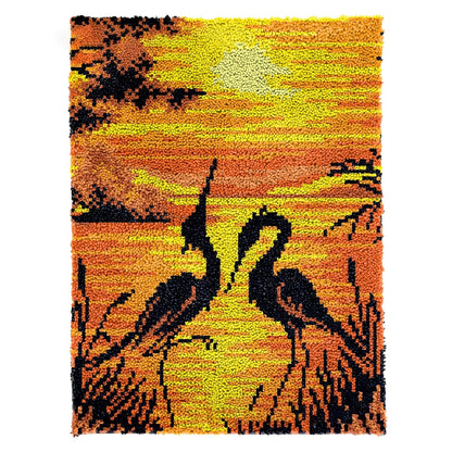 Latch Hook Kit - Rug Making Kit Crane Sunset 61x81cm Latch Hook Rug Kit