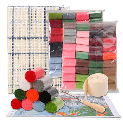 Latch Hook Kit - Rug Making Kit Cube Geometric Pattern 81x61cm Latch Hook Rug Kit