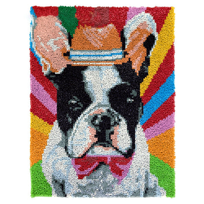 Latch Hook Kit - Rug Making Kit Funky Bulldog 61x82cm Latch Hook Rug Kit