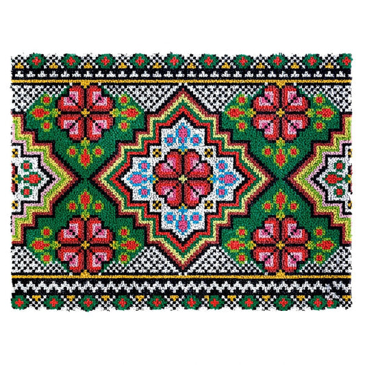 Latch Hook Kit - Rug Making Kit Geometric Floral Pattern 81x62cm Latch Hook Rug Kit