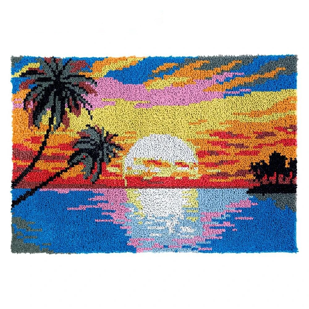 Latch Hook Kit - Rug Making Kit Paradise Sunset 85x58cm Latch Hook Rug Kit