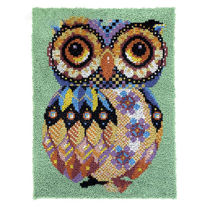 Latch Hook Kit - Rug Making Kit Patchwork Owl 61x81cm Latch Hook Rug Kit