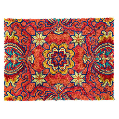 Latch Hook Kit - Rug Making Kit Peach Geometric Mandala 81x61cm Latch Hook Rug Kit