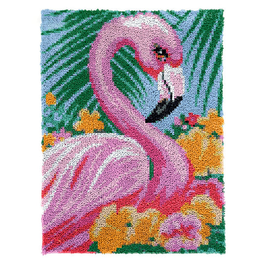 Latch Hook Kit - Rug Making Kit Pink Flamingo 61x82cm Latch Hook Rug Kit