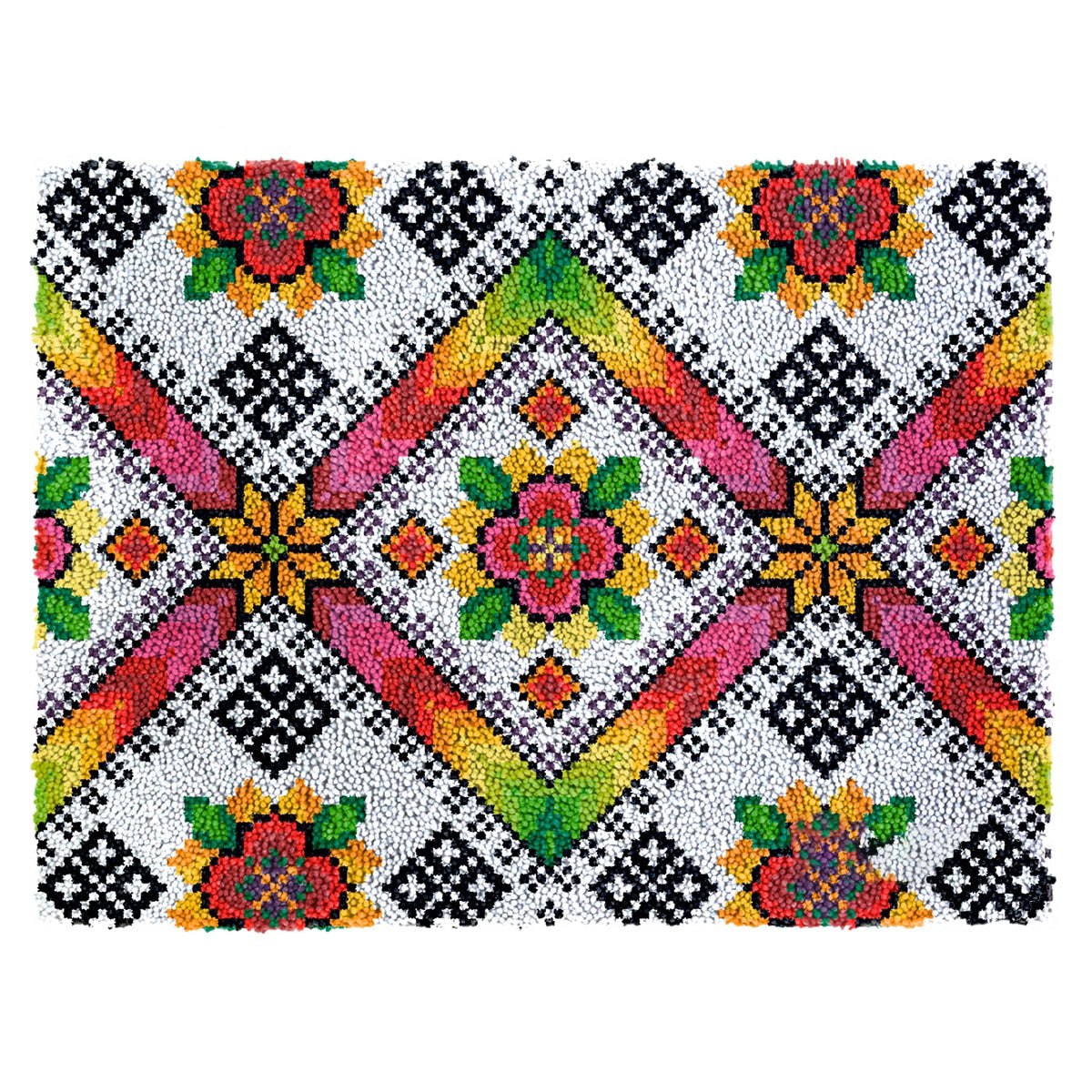 Latch Hook Kit - Rug Making Kit Rainbow Geometric Mandala Pattern 81x61cm